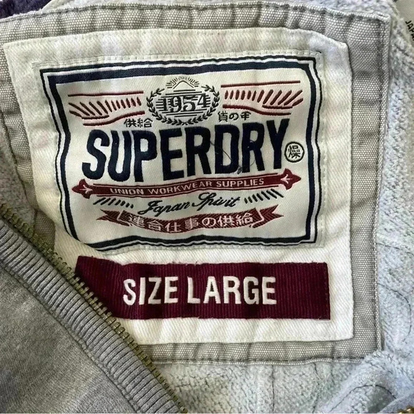 Superdry Classic Union Workwear Supplies Full Zip Y2K Hoodie Men Gray Size L - Picture 10 of 11